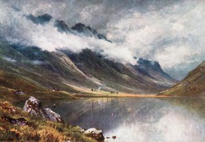 Loch Triochatan, indgangen til Glencoe, Argyllshire (farvelitografi)