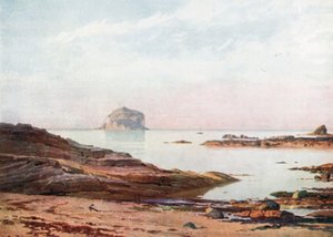 The Bass Rock - A Tranquil Evening (farvelitografi) af Henry Sutton Palmer
