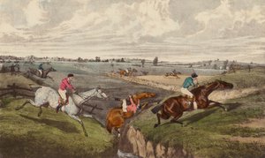 A Steeple-Chase (farve litho) af Henry Thomas (after) Alken