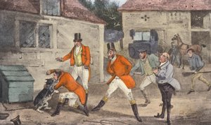 Mytton mestrer den vilde hund (litografi) af Henry Thomas (after) Alken