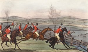 "Nu for Shropshires ære!" Shavington-dagen; en prøvelse for rivaliserende flokke og dermed rivaliserende ryttere (litho) af Henry Thomas (after) Alken