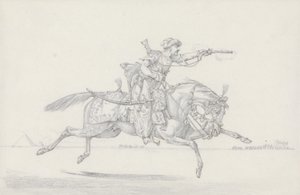 En ladende Mameluke, der affyrer en pistol (grafit og rødt kridt på papir) af Henry Thomas Alken