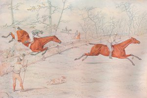 En steeplechase: Dækker et stærkt oksehegn. Ned for hundrede!, 1927 af Henry Thomas Alken