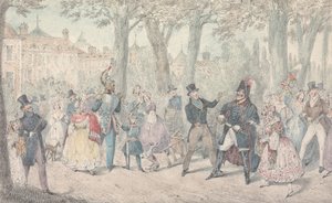 Illustration til R.S. Surtees’ »Jorrocks’s Jaunts and Jollities«: »Hr. Jorrocks afviser bekendtskabet med manden fra Yorkshire« af Henry Thomas Alken