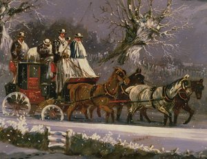 Bus fra London til Dover i sneen af Henry Thomas Alken