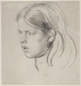 Head of a Girl (kridt på papir) af Henry Tonks