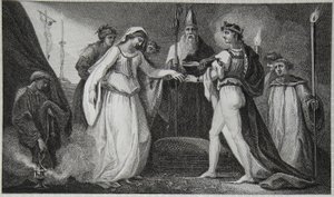 Henry den Førstes ægteskab, indgraveret af Delatre, illustration fra David Humes 