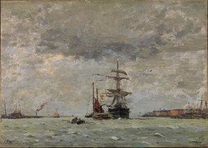 Indsejling til havnen, 1890.