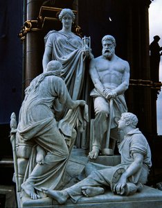 Fremstiller, skulpturgruppe fra Albert Memorial, færdiggjort i 1876 (granit)