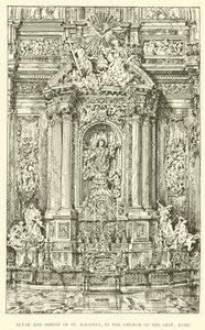 Ignatius alter og helligdom, i Gesu-kirken, Rom (gravering) af Henry William Brewer