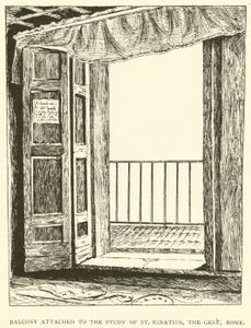 Balkon knyttet til studiet af Skt. Ignatius, Gesu, Rom (gravering) af Henry William Brewer