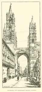 Katedralen og ærkebiskoppens palads, Palermo (gravering) af Henry William Brewer