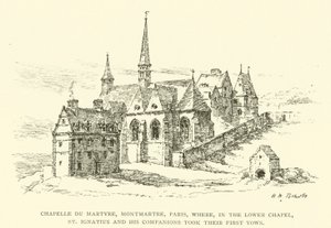 Chapelle du Martyre, Montmartre, Paris, hvor St Ignatius og hans ledsagere i Nedre Kapel aflagde deres første løfter (gravering) af Henry William Brewer