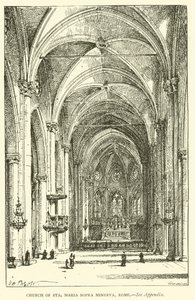 Kirken Sta Maria Sopra Minerva, Rom (gravering) af Henry William Brewer