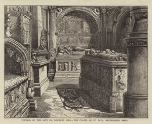 Begravelse af den afdøde Sir Rowland Hill, Chapel of St Paul, Westminster Abbey af Henry William Brewer