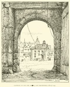 Gateway of Old Ste Barbe, nu ødelagt (gravering) af Henry William Brewer