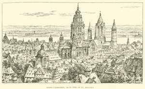 Mainz-katedralen, som i tiden for St Ignatius (gravering) af Henry William Brewer