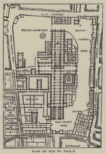 Plan over Old St Pauls af Henry William Brewer