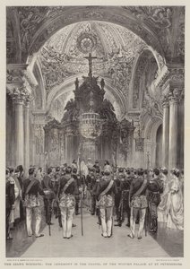 Zarens bryllup, ceremonien i kapellet i Vinterpaladset i Sankt Petersborg af Henry William Brewer