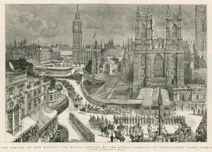 Hendes Majestæt Dronningens jubilæum - ankomsten af dronningens vogn til Westminster Abbey af Henry William Brewer