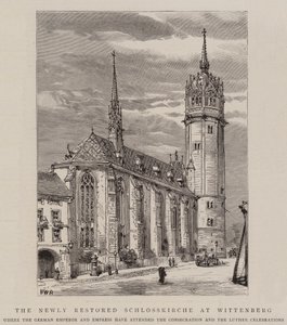 Den nyrestaurerede Schlosskirche i Wittenberg af Henry William Brewer