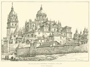 De gamle og nye katedraler, Salamanca (gravering) af Henry William Brewer