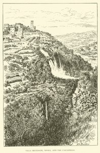 Villa Mecenate, Tivoli og Cascatelle (gravering) af Henry William Brewer