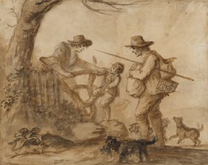 A Rustic Family, ca. 1780 (pen, pensel og sepia blæk på papir) af Henry William Bunbury