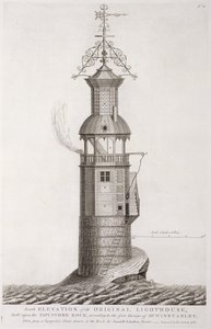 Eddystone Lighthouse graveret af Henry Roberts (fl.1761), 1761