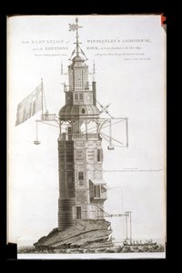 Eddystone Lighthouse graveret af Henry Roberts (fl.1762), 1762