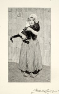 Pige med kat af Henry Wolf