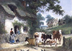 Den gamle gård, ca.1841 af Henry and Charles (attr.to) Shayer