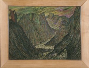 Dante et Virgile aux enfers - Dante og Vergil i Inferno: De fordømtes procession i gyldne blykapper ... (pastel) af Henry De Groux