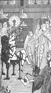 Repræsentation af en eksorcismeceremoni Tegning af Henry de Malvost fra "Satanism and Magic" af Jules Bois 1895 Privat samling af Henry de Malvost
