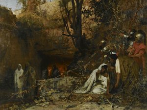 Kristne forfølgere ved indgangen til katakomberne, 1874 af Henryk Siemiradzki