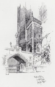 Bro og veranda til Middle Temple Library (gravering) af Herbert (after) Railton