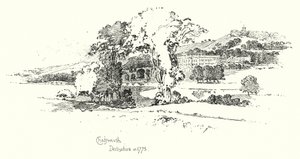Chatsworth, Derbyshire, i 1775 (litho) af Herbert (after) Railton