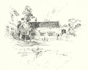 Grammar School, Lichfield, hvor Dr. Johnson gik i skole (litho)