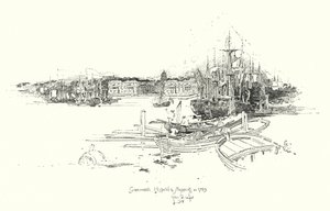 Greenwich Hospital og forsendelse, i 1749 (litho) af Herbert (after) Railton