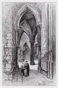 Interiør af Temple Church (gravering) af Herbert (after) Railton