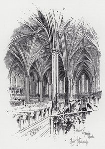 Interiør af Temple Church (gravering) af Herbert (after) Railton