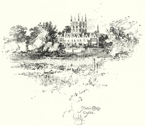 Merton College, Oxford (litho) af Herbert (after) Railton