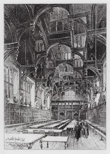 Middle Temple Hall (gravering) af Herbert (after) Railton
