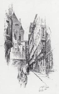 Middle Temple Lane (gravering) af Herbert (after) Railton