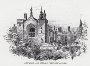 Ny hal og bibliotek, fra New Square (gravering) af Herbert (after) Railton