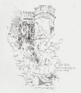 Værelse af den engelske forfatter Charles Lutwidge Dodgson (Lewis Carroll), Christ Church College, Oxford (litho) af Herbert (after) Railton