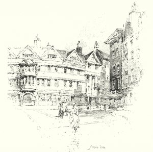Staple Inn, London (litho) af Herbert (after) Railton