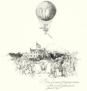 Udsigt over opstigningen af Mr. Lunardis Celebrated Air Balloon fra Artillery Ground af Herbert (after) Railton