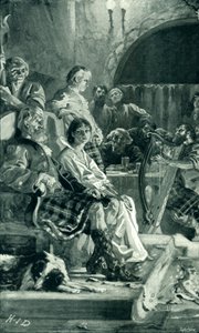 Scene i Hall of a Highland Chieftain i det syttende århundrede af Herbert James Draper