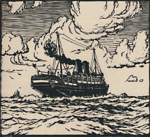 Dampskib til søs, 1919 af Herbert Kerr Rooke